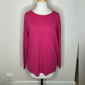 Chico's Pink Front Seam Rib Sleeve Pullover Sweater Size 1 M NWT